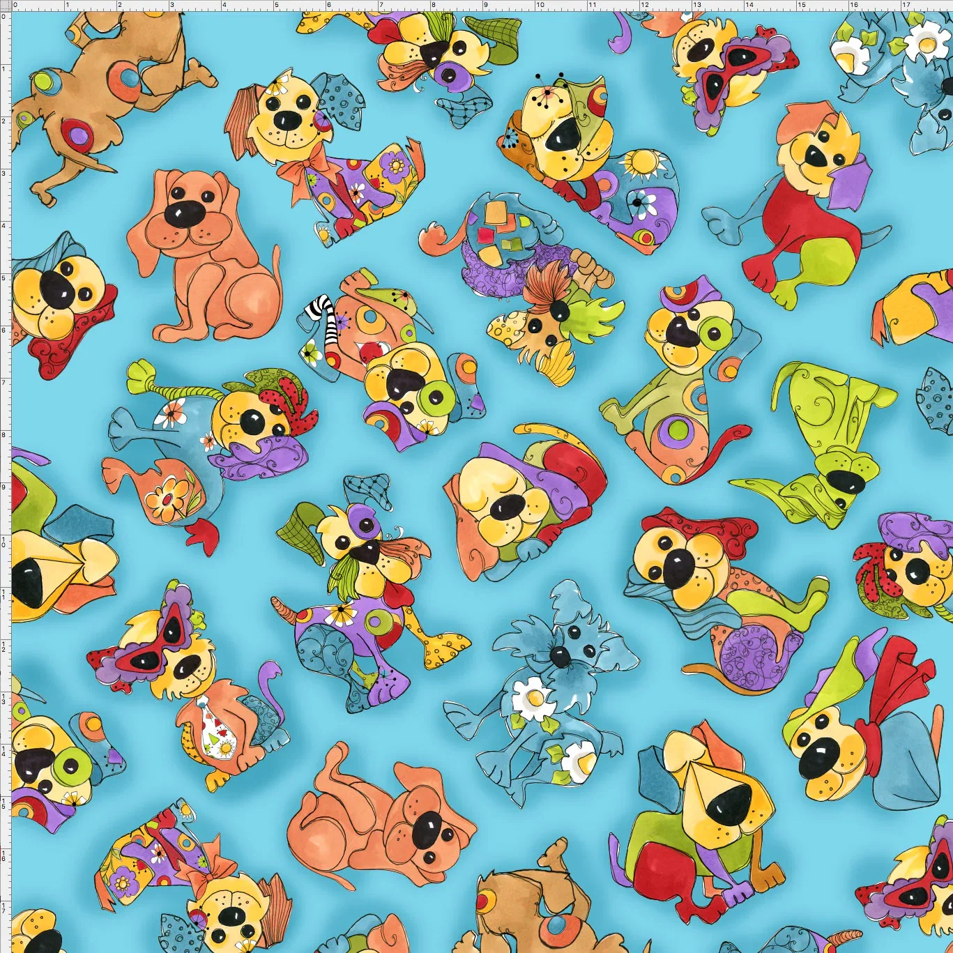SALE - Joyful Toss Turquoise Fabric