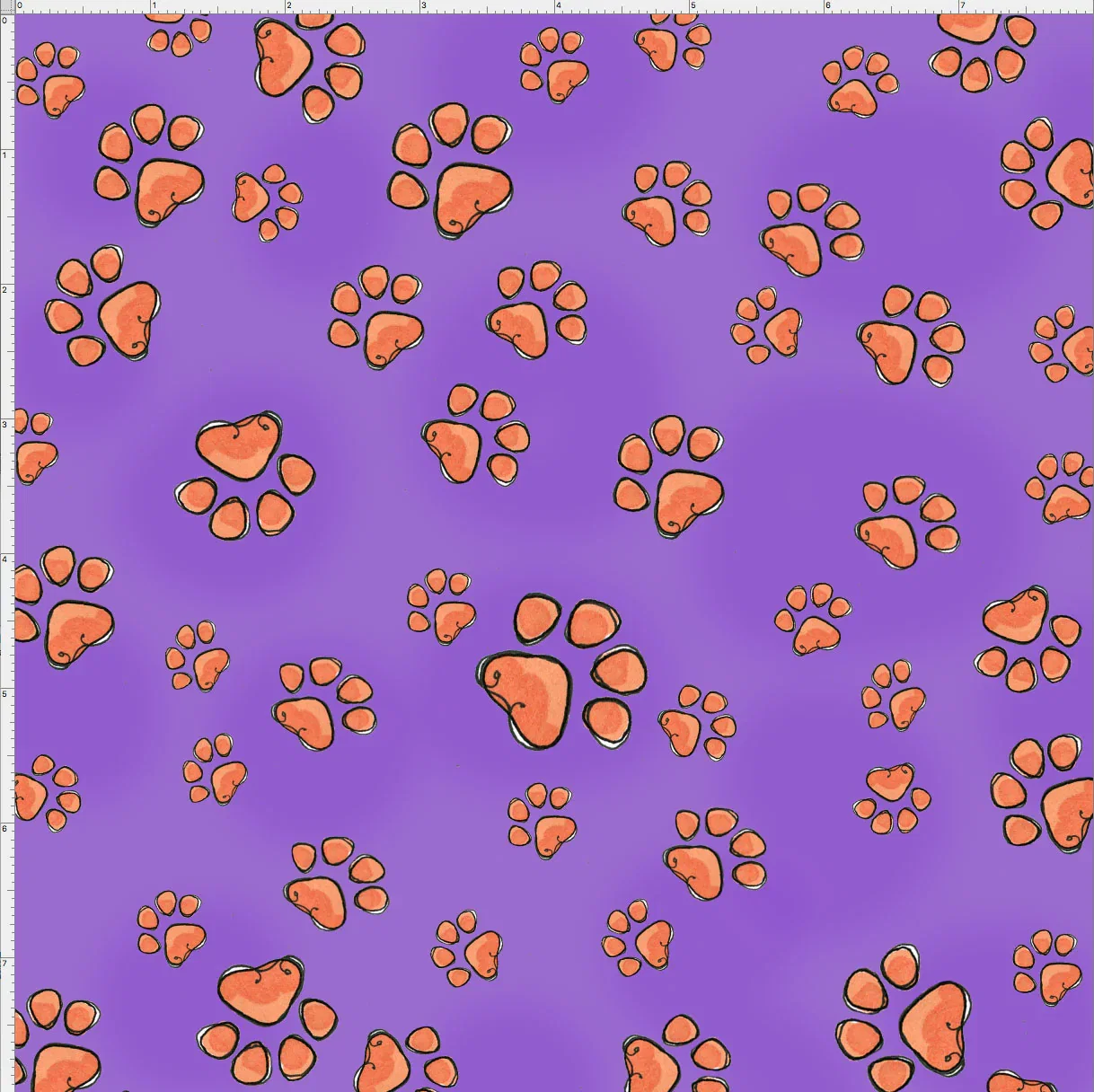 SALE - Fun Paws Purple Fabric