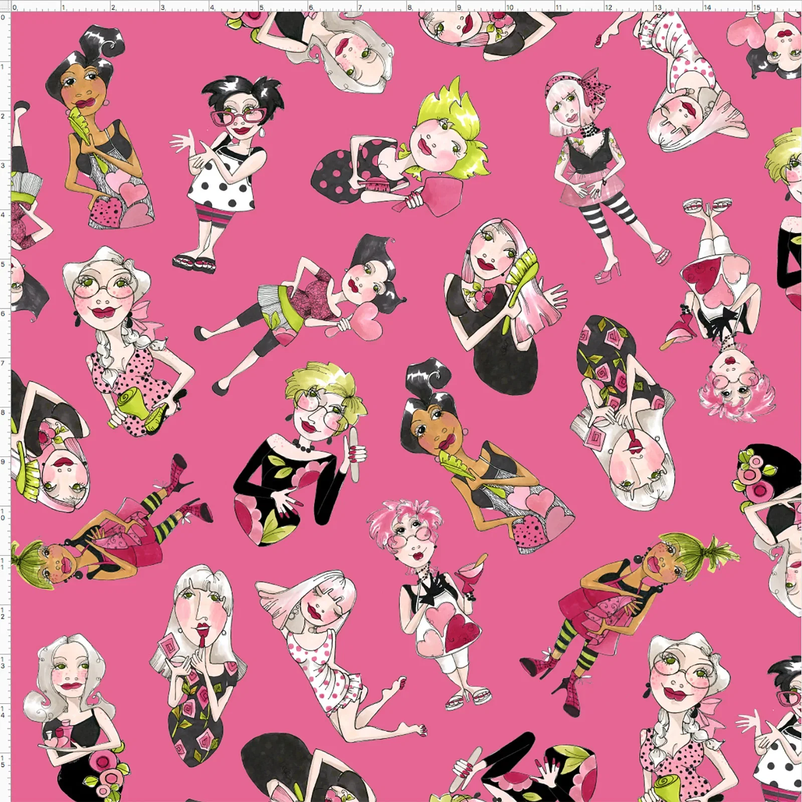 SALE - Tossed Lookers Pink Fabric