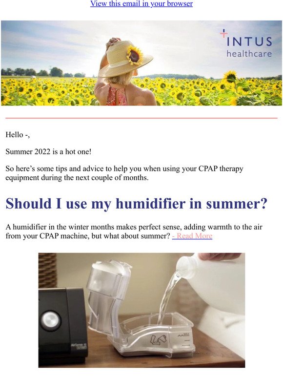 Using CPAP therapy in summer