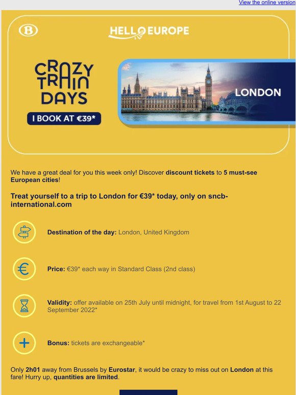 Say YES to London for €39. Book now!