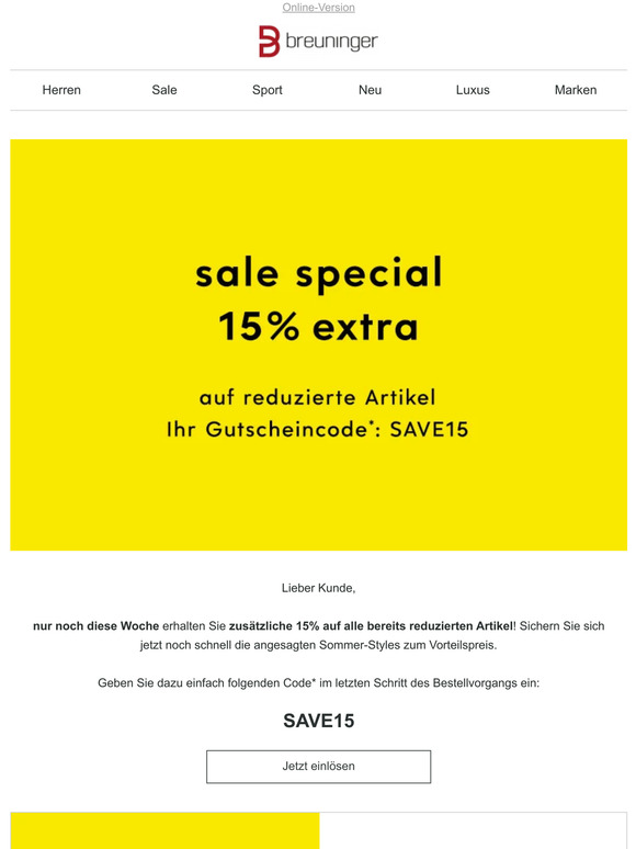 ⏰ Nur noch diese Woche: 15% extra im Sale