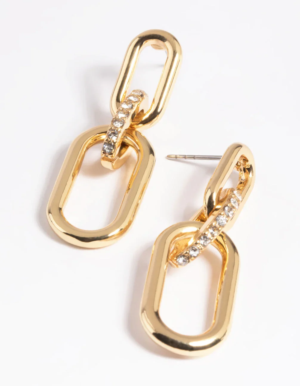 Gold Plated Diamante Drop Earrings