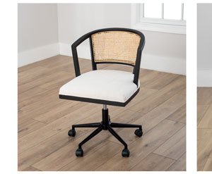 Black Woven Cane Office Chair