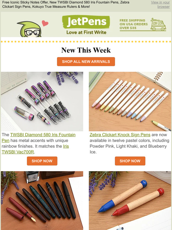 JetPens: Free Iconic Sticky Notes Offer, New TWSBI Diamond 580 Iris ...