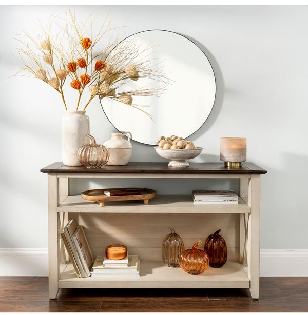 Dark Brown and Ivory Jackson Storage Console Table