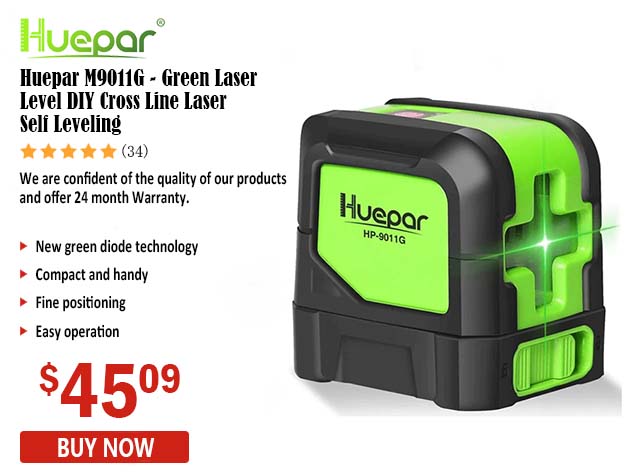Huepar M9011G - Green Laser Level DIY Cross Line Laser Self Leveling