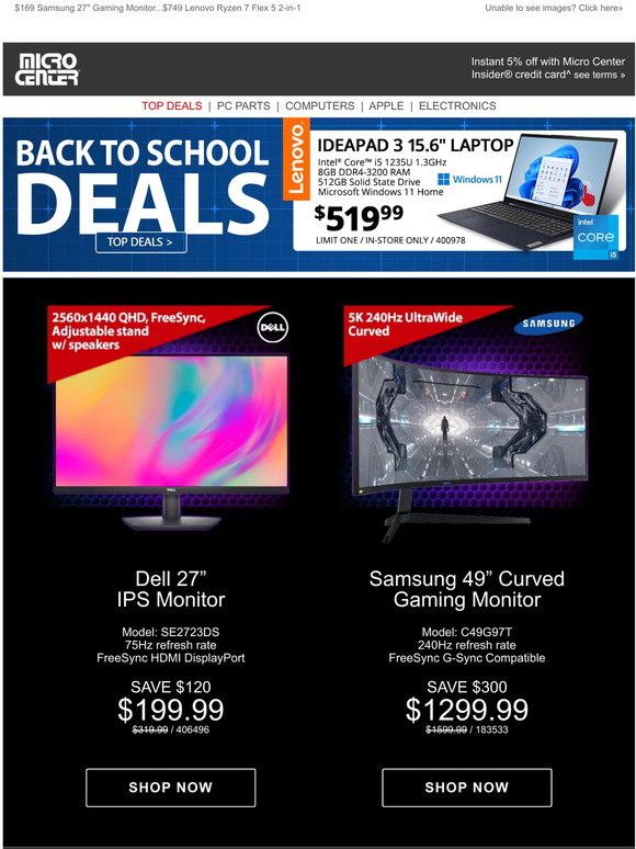 microcenter 199 Dell 27" IPS Monitor! 199 ASUS VivoBook Flip 2in1