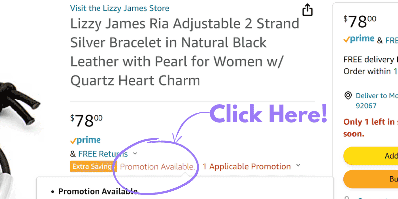Free silver bracelet offer at amazon.com