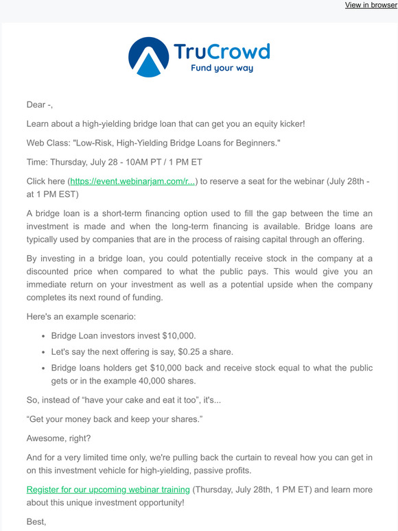 —, how investing in a TruCrowd bridge loan could yield higher returns (💰)