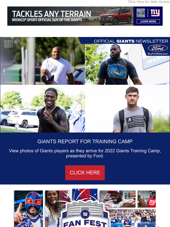 New York Giants Shop Giants report for 2022 Training Camp Milled