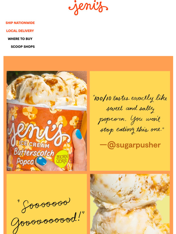 Jeni's Ice Creams Butterscotch Popcorn is an A+ ice cream Milled