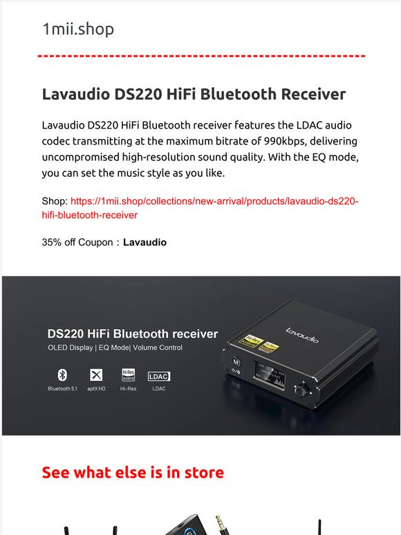 New arrival ！！！35% off for new item Lavaudio DS220 HiFi Bluetooth Receiver