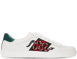 White Embroidered Ace Sneakers