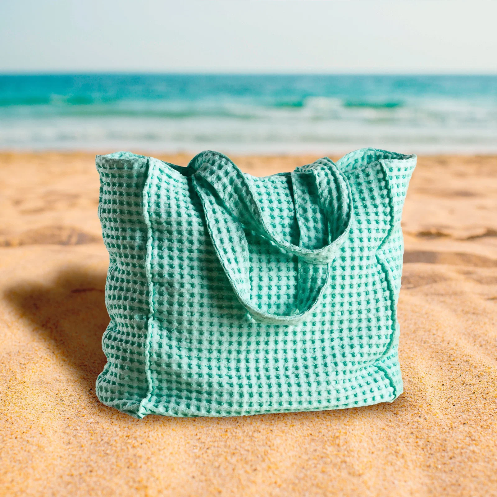 Image of Borsa Mare in Puro Cotone a Nido d'Ape Tinto in Capo - ONDA