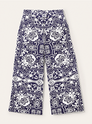 Jupe-culotte large en jersey - Bleu marine foncé, motif Ornate Garden