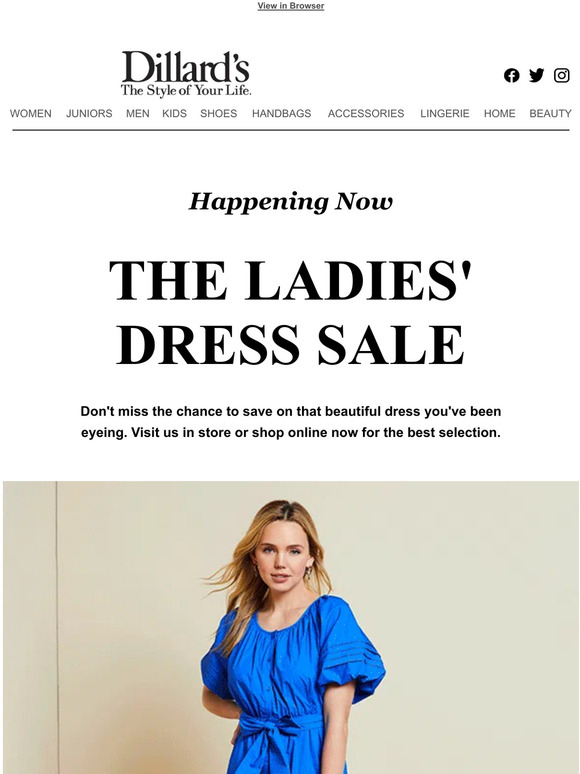 Dillards Happening Now The Ladies' Dress Sale Milled