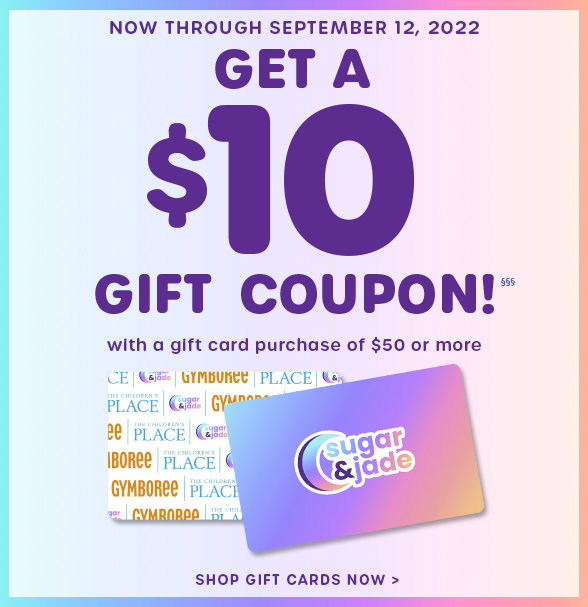 Get a $10 gift coupon with a $50+ gift card purchase.