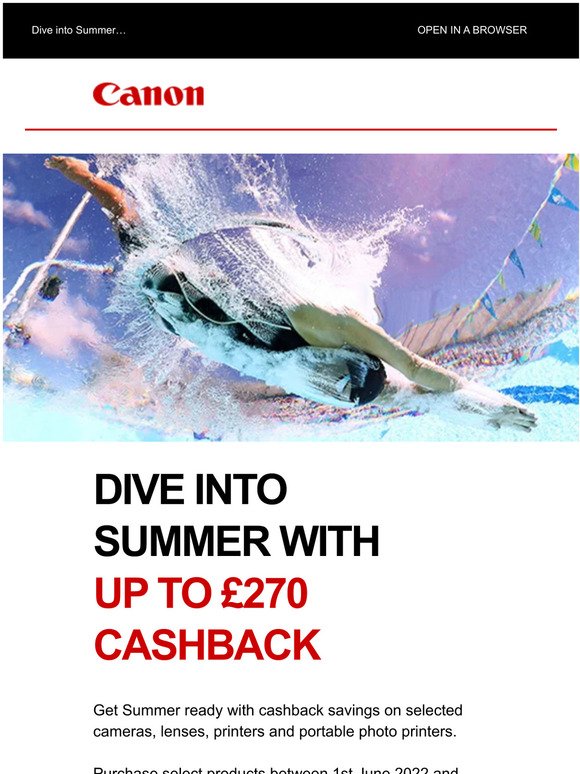Don't miss out on claiming up to £270 cashback on selected Canon products