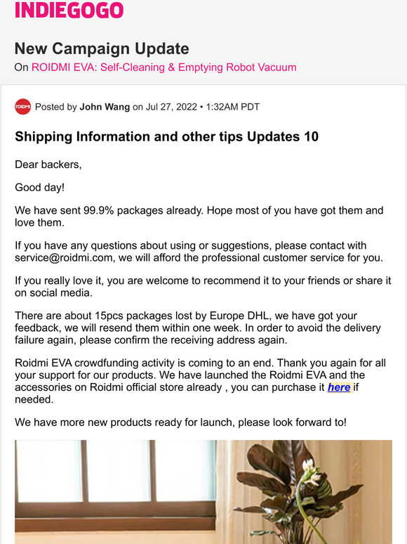 roidmi eva indiegogo