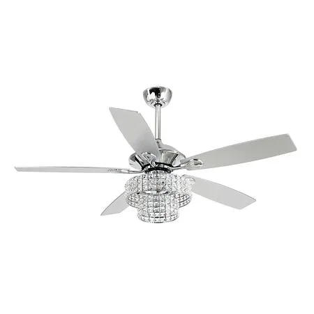 52''Howell Chrome Downrod Mount Crystal Chandelier Ceiling Fan