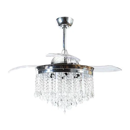 42''Mateo Indoor Chrome Downrod Mount Retractable Chandelier Ceiling Fan