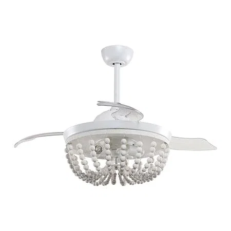42''Huang Indoor White Beads Retractable Chandelier Ceiling Fan