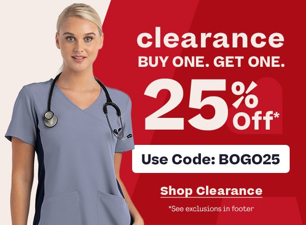 Clearance Buy One. Get One. 25% Off.