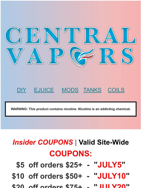 💥Insider Coupon💲 CENTRAL VAPORS