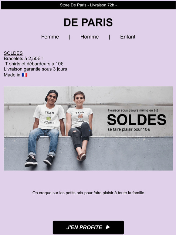 Tous les t-shirts et débardeurs à 10 €🚀Des modèles pour toute la famille🌈Livraison sous 3 jours garanties
