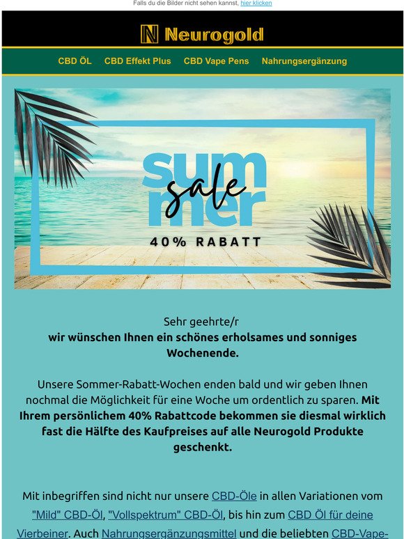 🌴 Sommer-Rabatt-Wochen🌴 40% auf alle Neurogold Produkte!