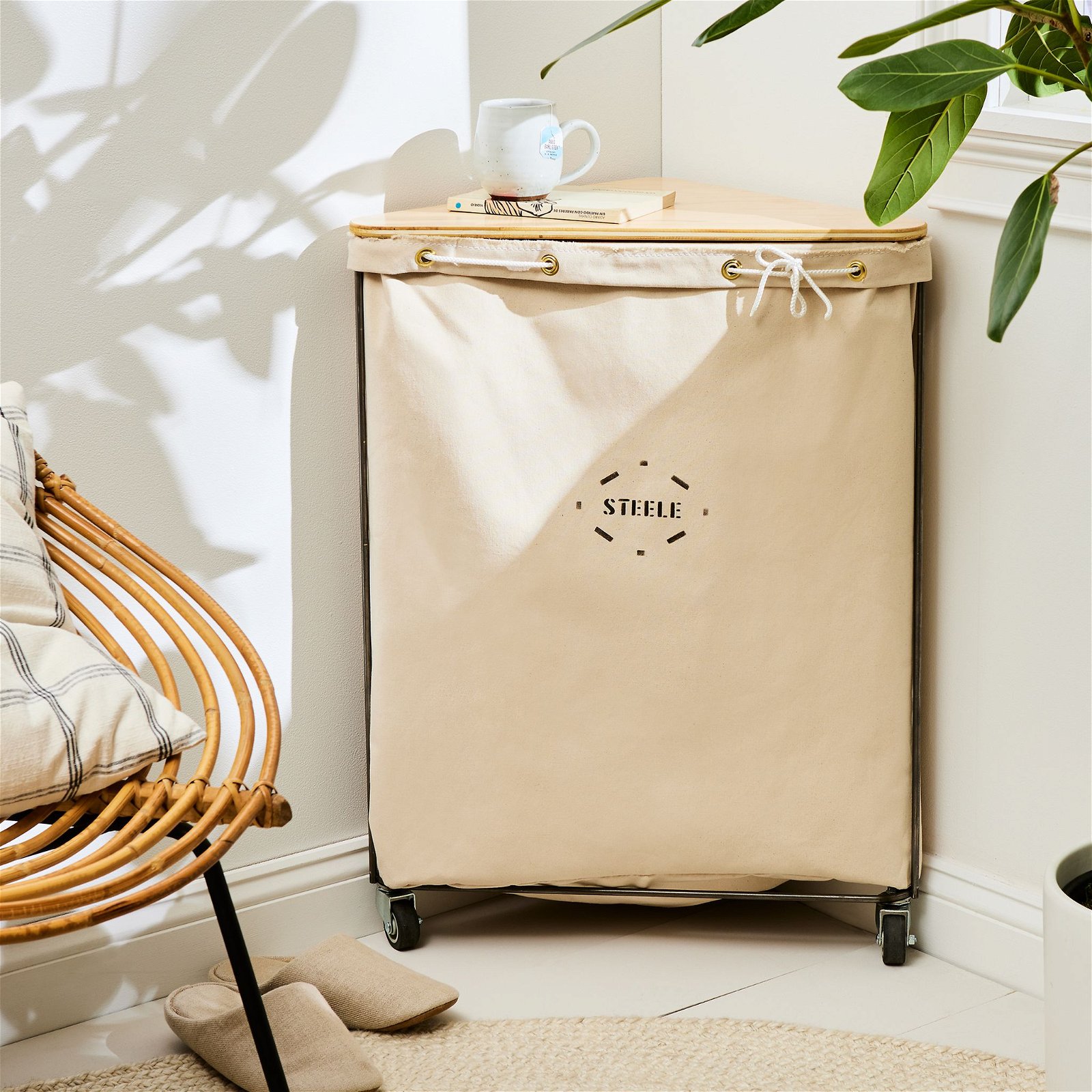 Steele Canvas Elevated Laundry Basket with Lid