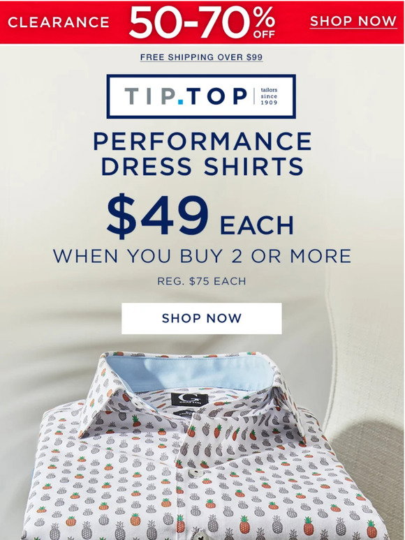 Tip Top Tailors Dress Shirts on Sale! Milled