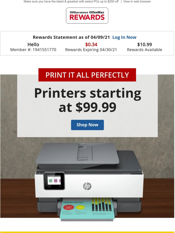 Office Depot® OfficeMax® Your HQ for the perfect Printer starting at