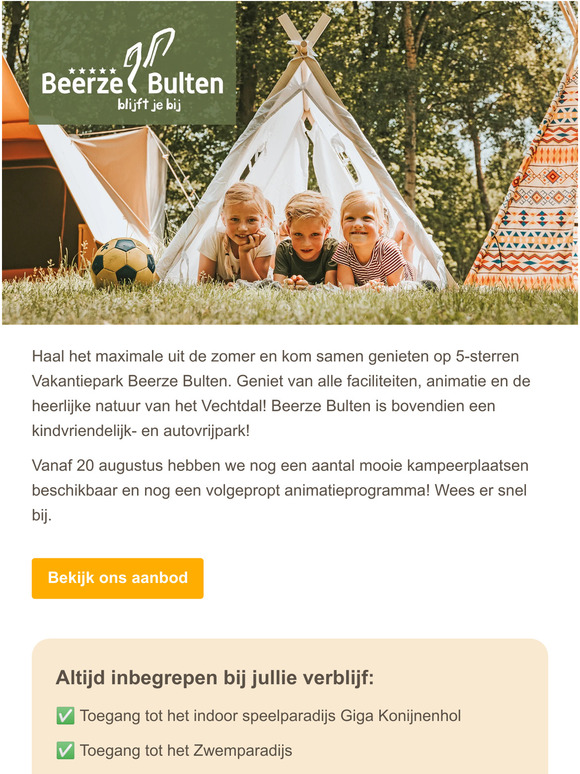 Laatste plekken: Zomervakantie bij Beerze Bulten