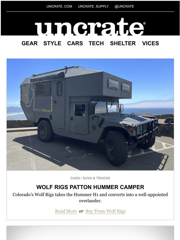 Uncrate: Wolf Rigs Patton Hummer Camper & more | Milled