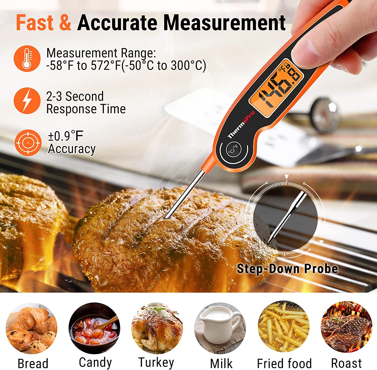 ThermoPro TP19H Digital Waterproof Cooking Thermometer with BBQ