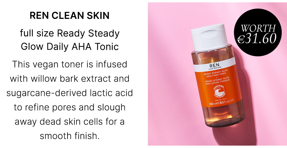 REN Clean Skin full size Ready Steady Glow Daily AHA Tonic WORTH €31.60