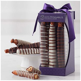 Chocolate and Caramel Dipped Pretzels, 9 pc