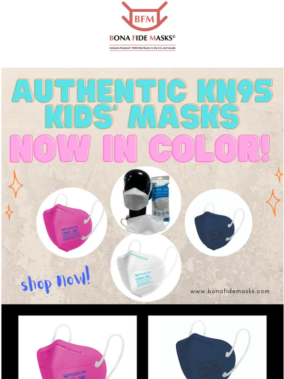 Bona Fide Masks KN95 Children's Masks Now Available in Color! Milled