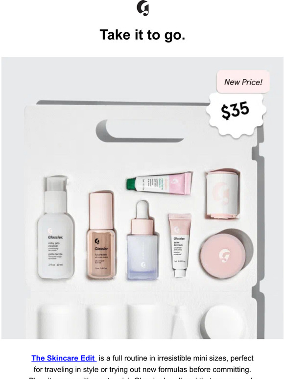 Glossier Now just 35! The Skincare Edit Milled