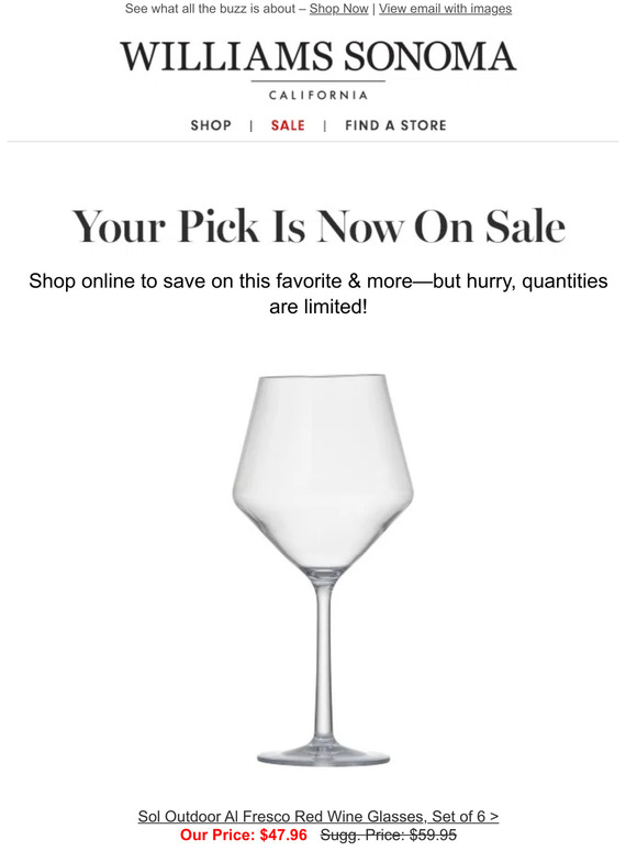 Pottery Barn Kids Good news! Sol Outdoor Al Fresco Red Wine Glasses