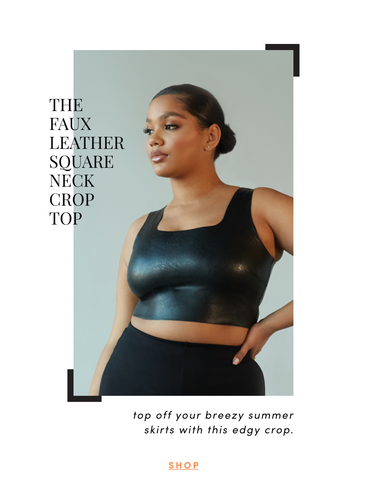 The Faux Leather Square Neck Crop Top