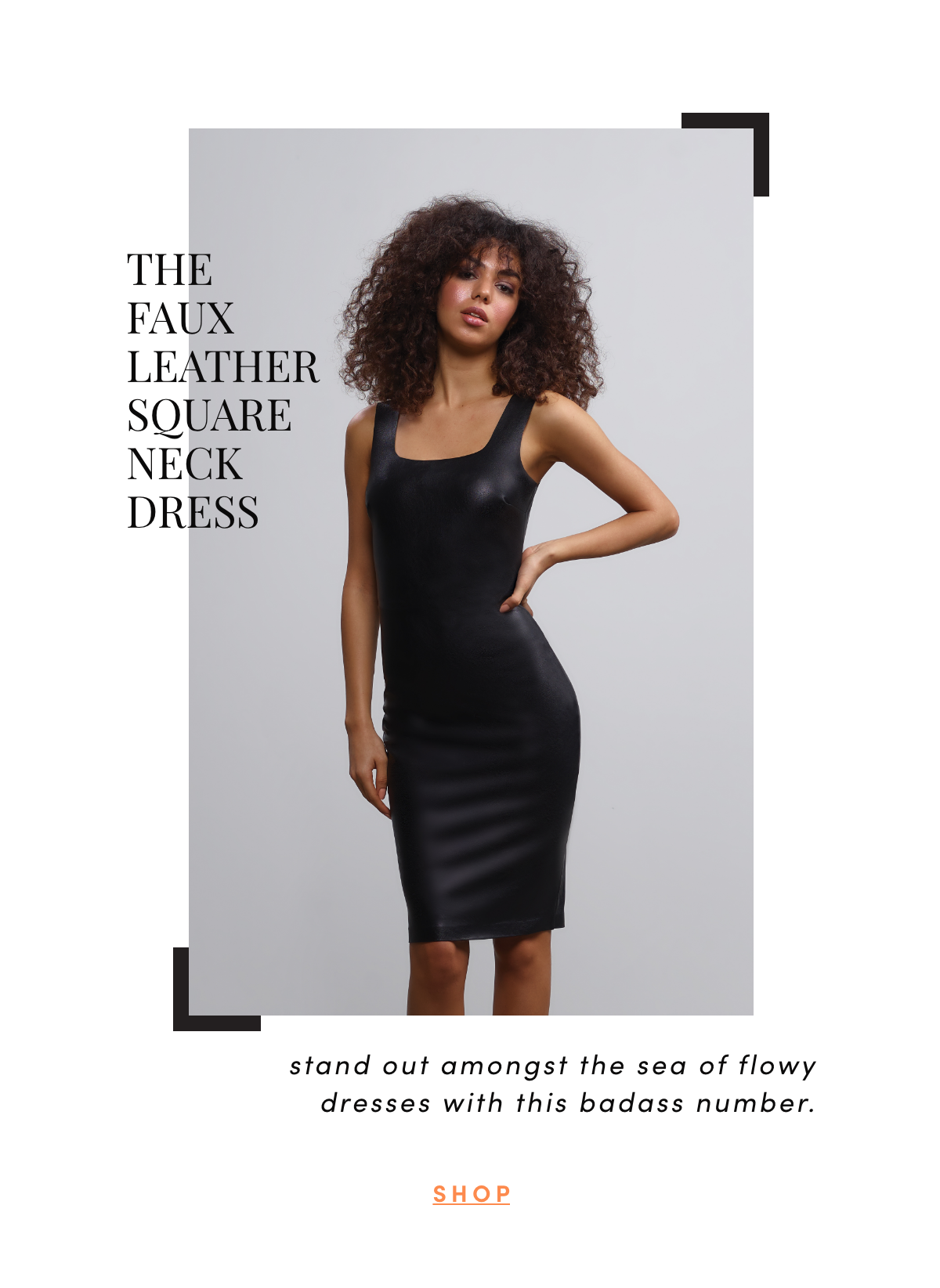 The Faux Leather Square Neck Dress