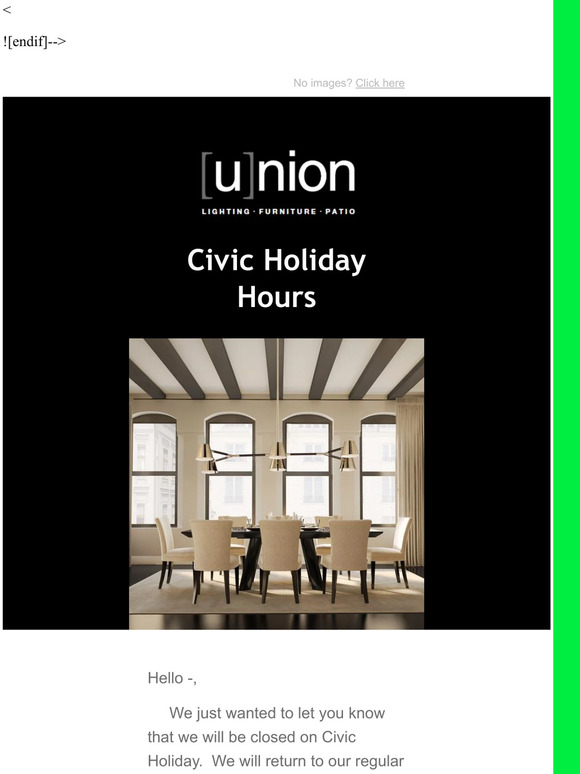 Civic Holiday Hours