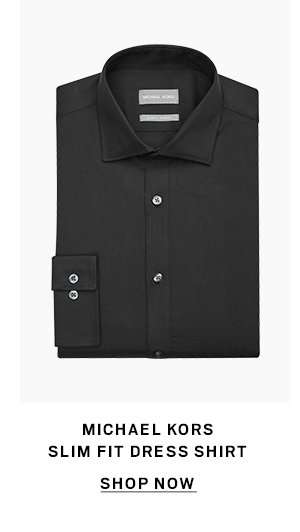 Michael Kors Black Slim Fit Twill Dress Shirt