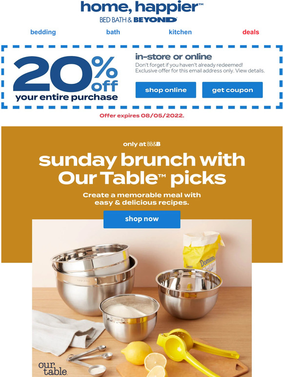 Bed Bath & Beyond Get budgetfriendly cookware, table linens & more