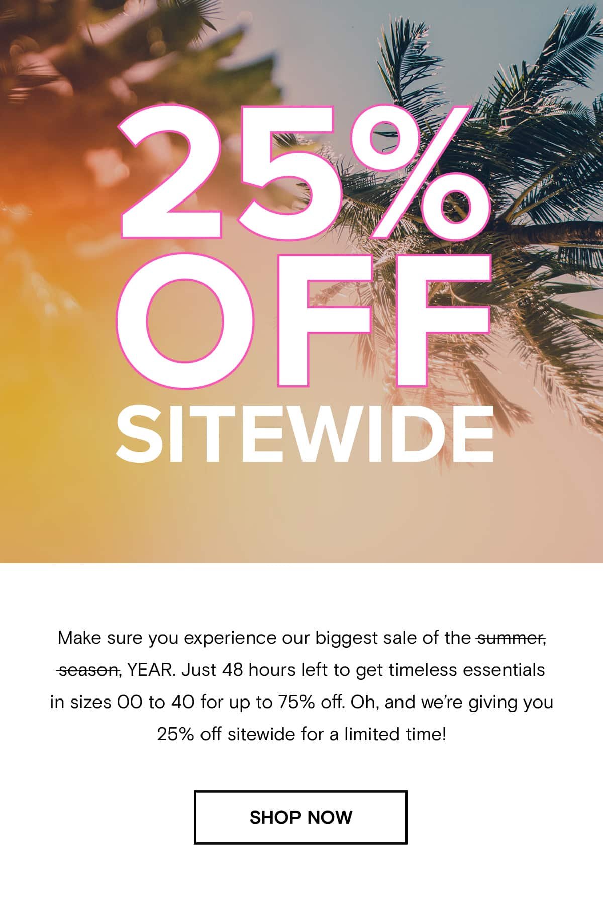 Shop Sample Sale with 25% off