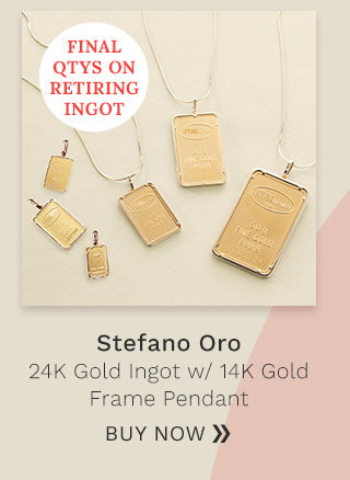  24K Gold Choice of Weight Ingot w/ 14K Gold Frame Pendant - 180-021 - Final Qtys on Retiring Ingot