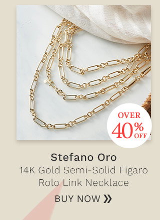 Stefano Oro 14K Gold Semi-Solid Choice of Length Figaro Rolo Link Necklace - 203-473 - Over 40% Off